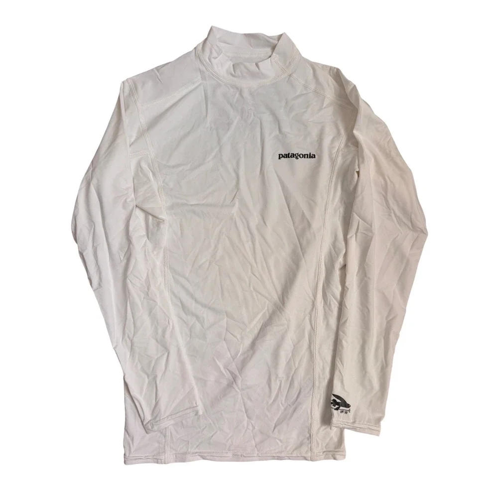 Patagonia Mens XS Long-Sleeved R0 Surf Top‎ White Rashguard UPF 50 86141  NWOT